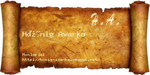 Hönig Avarka névjegykártya